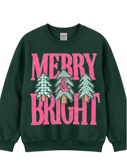 Merry & Bright Polka Dot Trees Christmas Sweatshirt