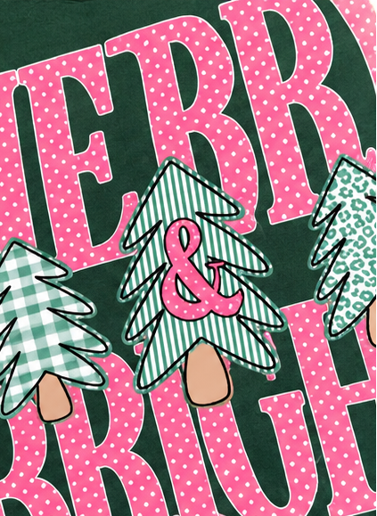 Merry & Bright Polka Dot Trees Christmas Sweatshirt