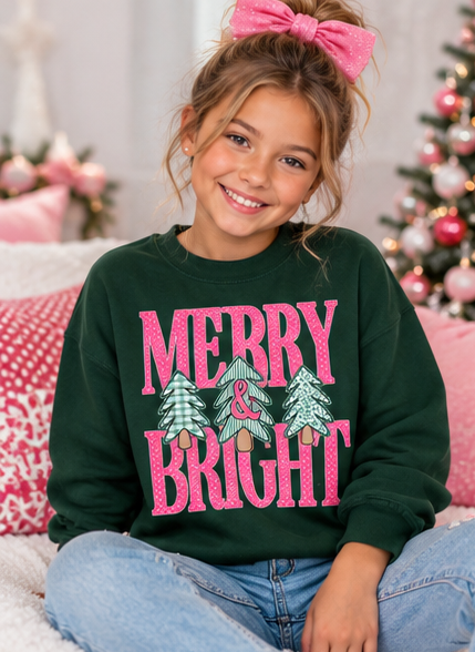 Merry & Bright Polka Dot Trees Christmas Sweatshirt