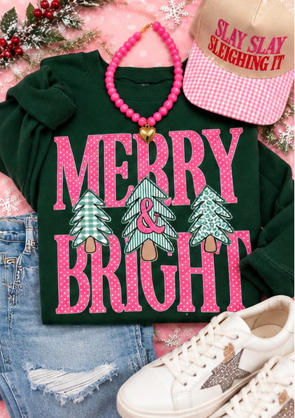 Merry & Bright Polka Dot Trees Christmas Sweatshirt