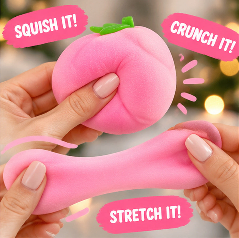 Peach Crunchy Squishy Toy | Stretchy ASMR Stress Ball