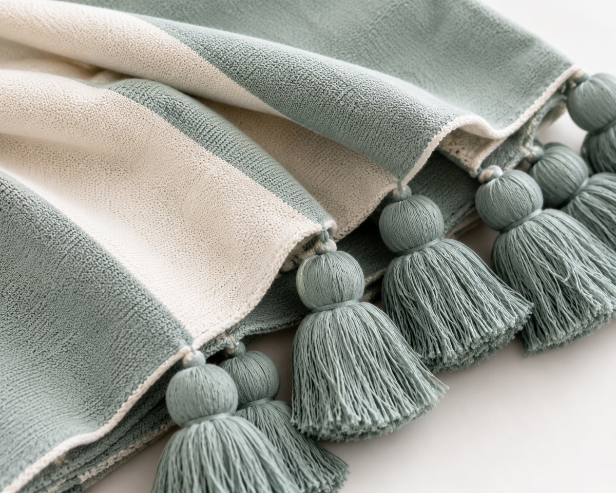 Sage Harbor Tassel Throw Blanket