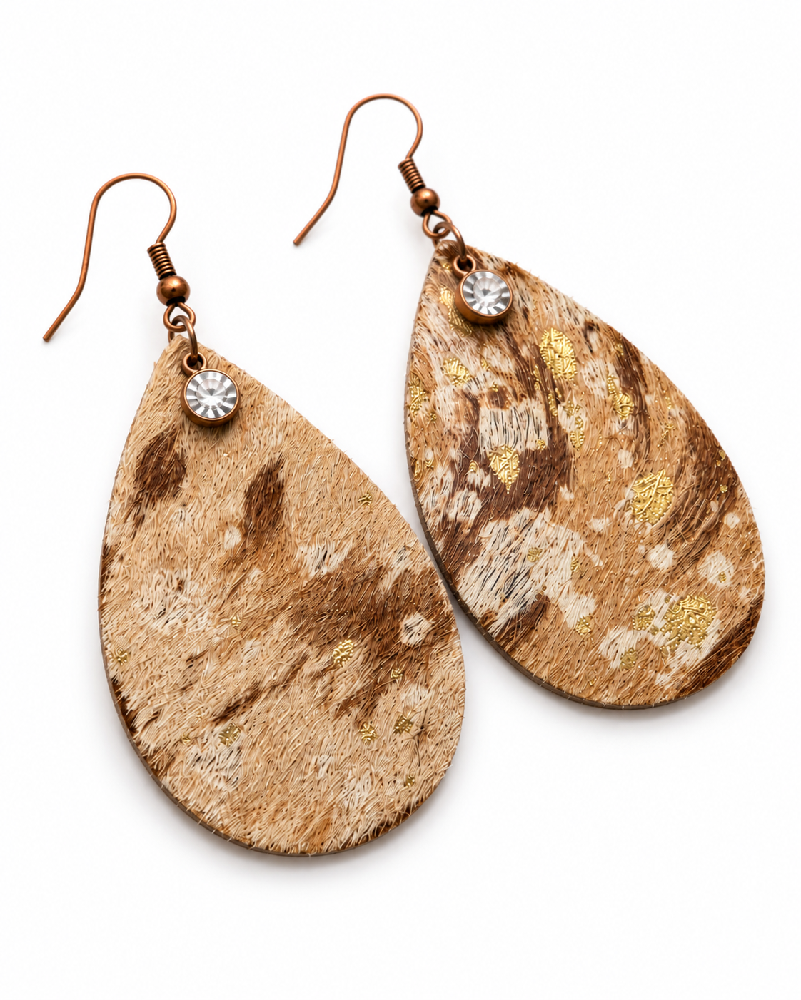 Golden Prairie Hide Teardrop Earrings