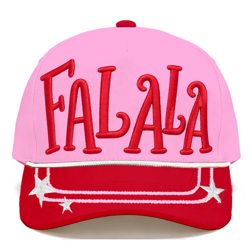 FALALA Pink & Red Star Christmas Snapback Hat | Embroidered Holiday Cap