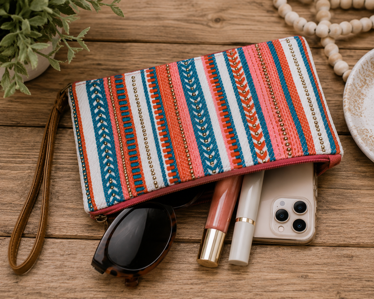 Sunset Stripe Wristlet