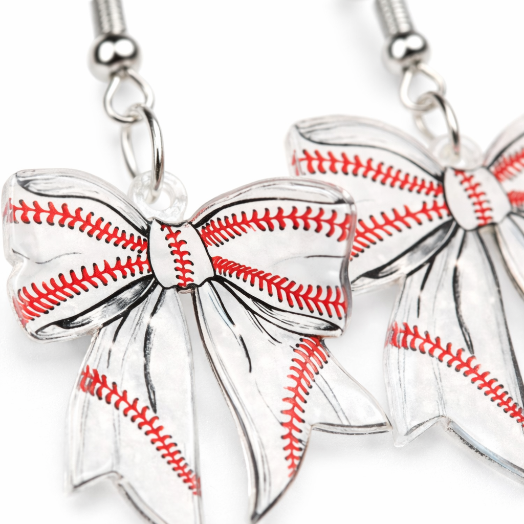 Game Day Bow Baseball Earrings