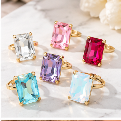 Emerald Radiance Adjustable Crystal Statement Ring