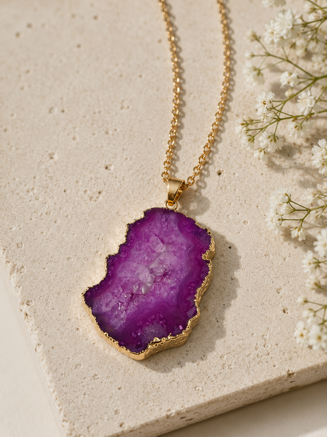 Violet Horizon Druzy Pendant Necklace