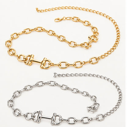 Equestrian Horsebit Link Waist Chain Belt — Gold or Silver