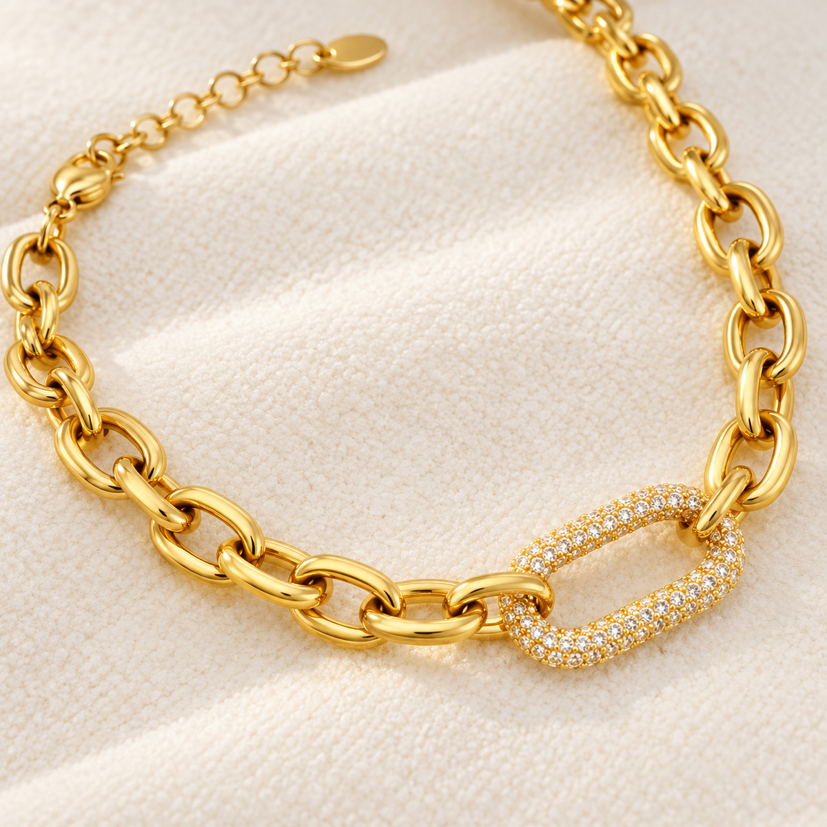 Golden Pavé Lock Chain Necklace