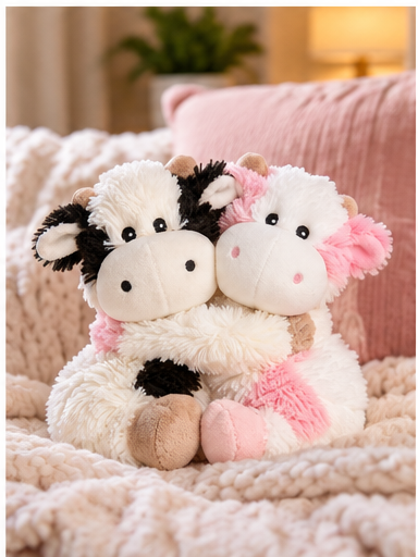 Warmies® Double Cow Hugs | 9" Microwavable Lavender Plush Duo