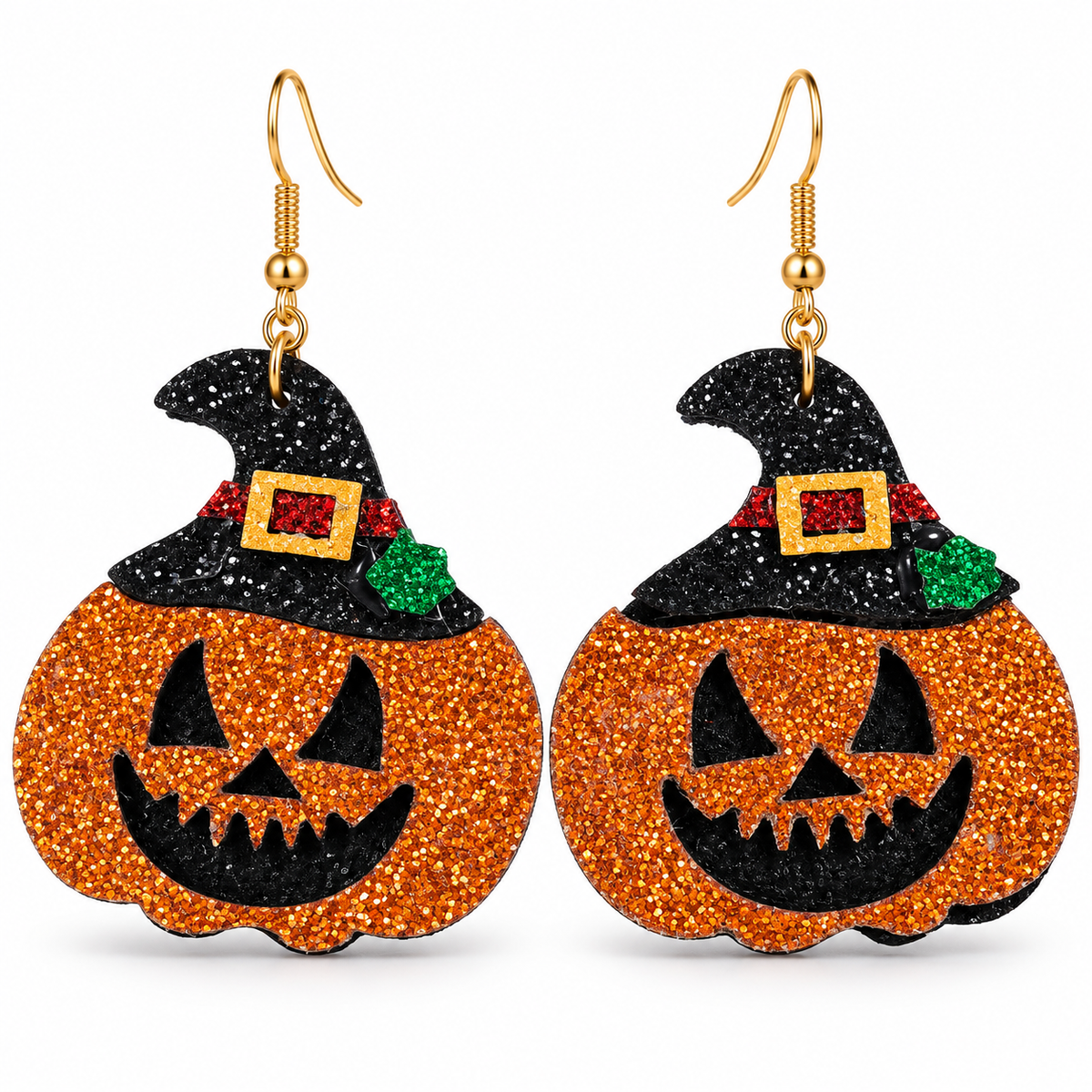 Witching Hour Glitter Pumpkin Drop Earrings