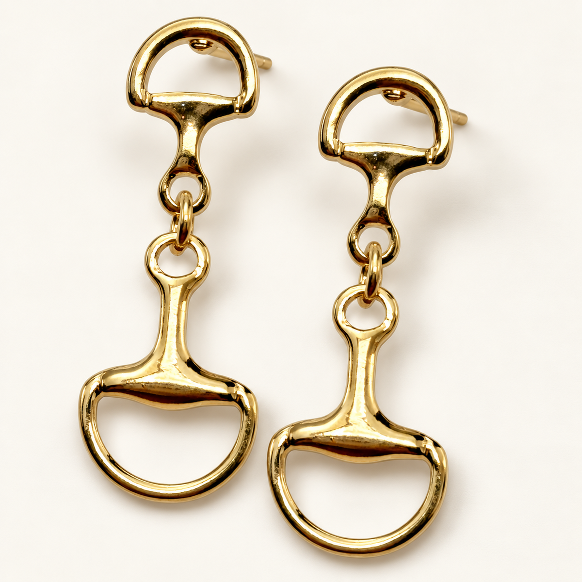 Double Snaffle Equestrian Dangle Earrings