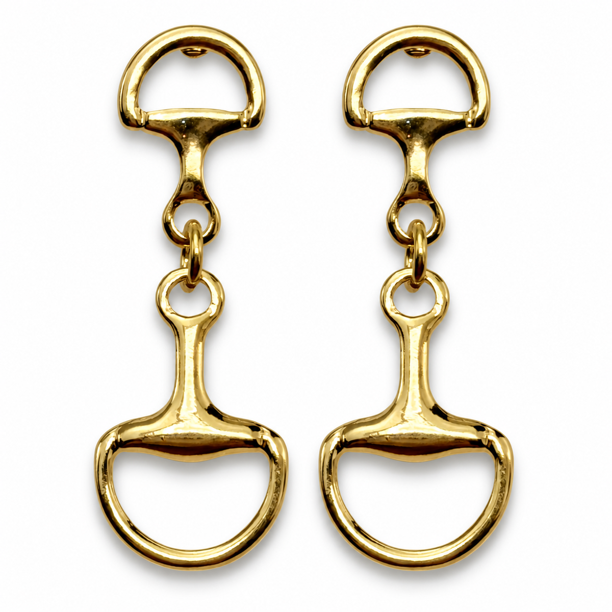 Double Snaffle Equestrian Dangle Earrings