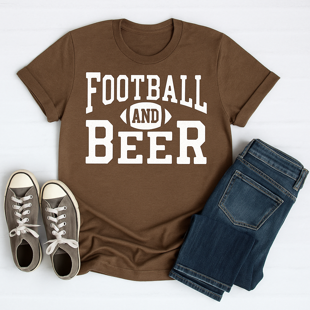 Game Day Graphic Tee – Football & Beer Unisex Tee
