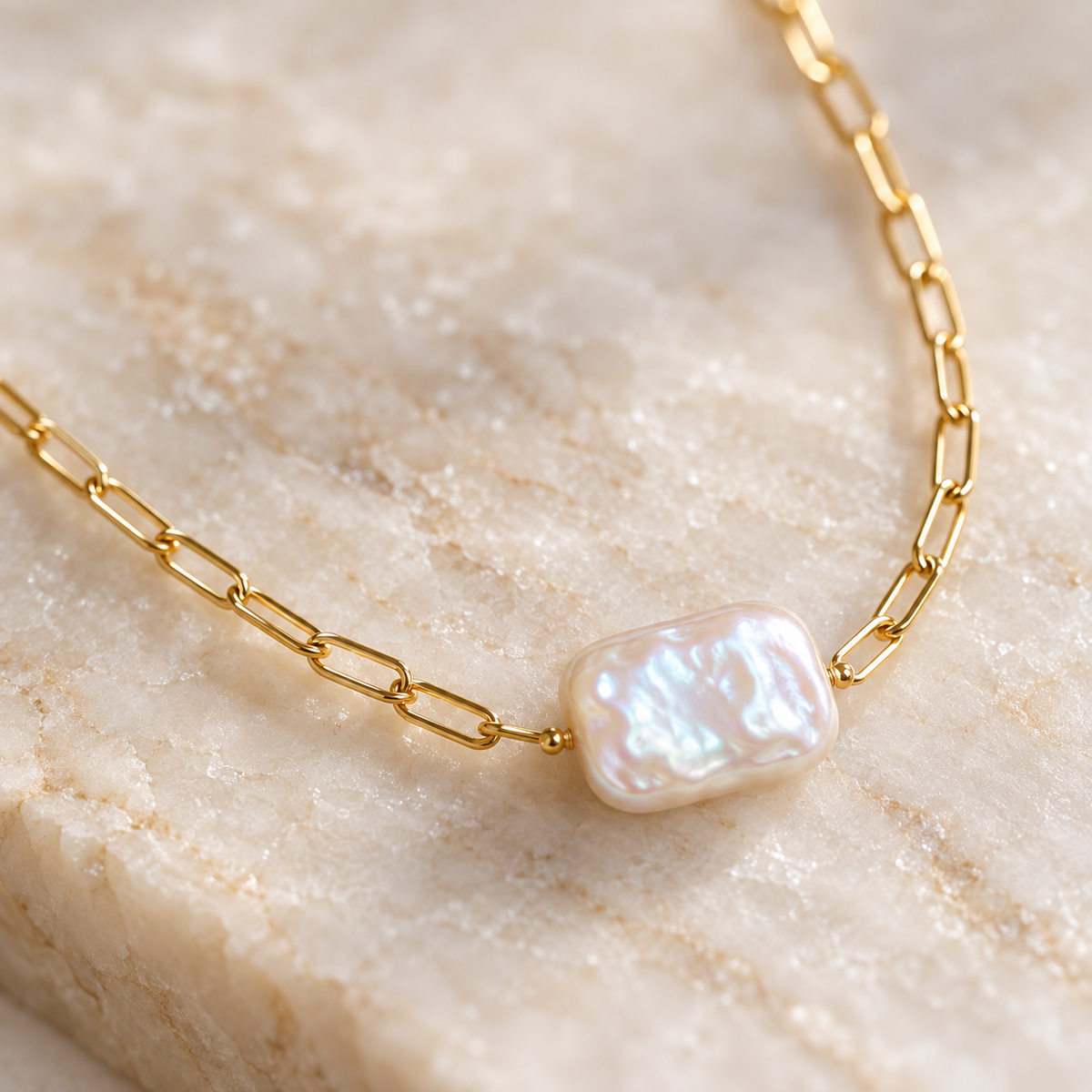 Hannah Baroque Pearl Chain Necklace
