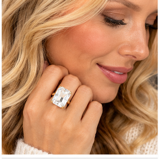 Emerald Radiance Adjustable Crystal Statement Ring