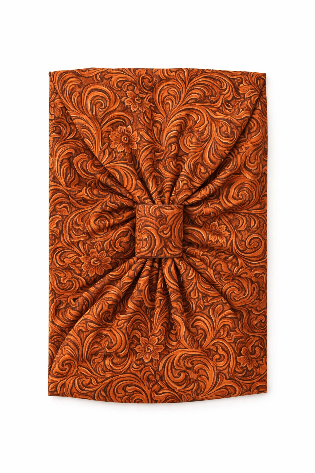 Brown patterned headband on a white background