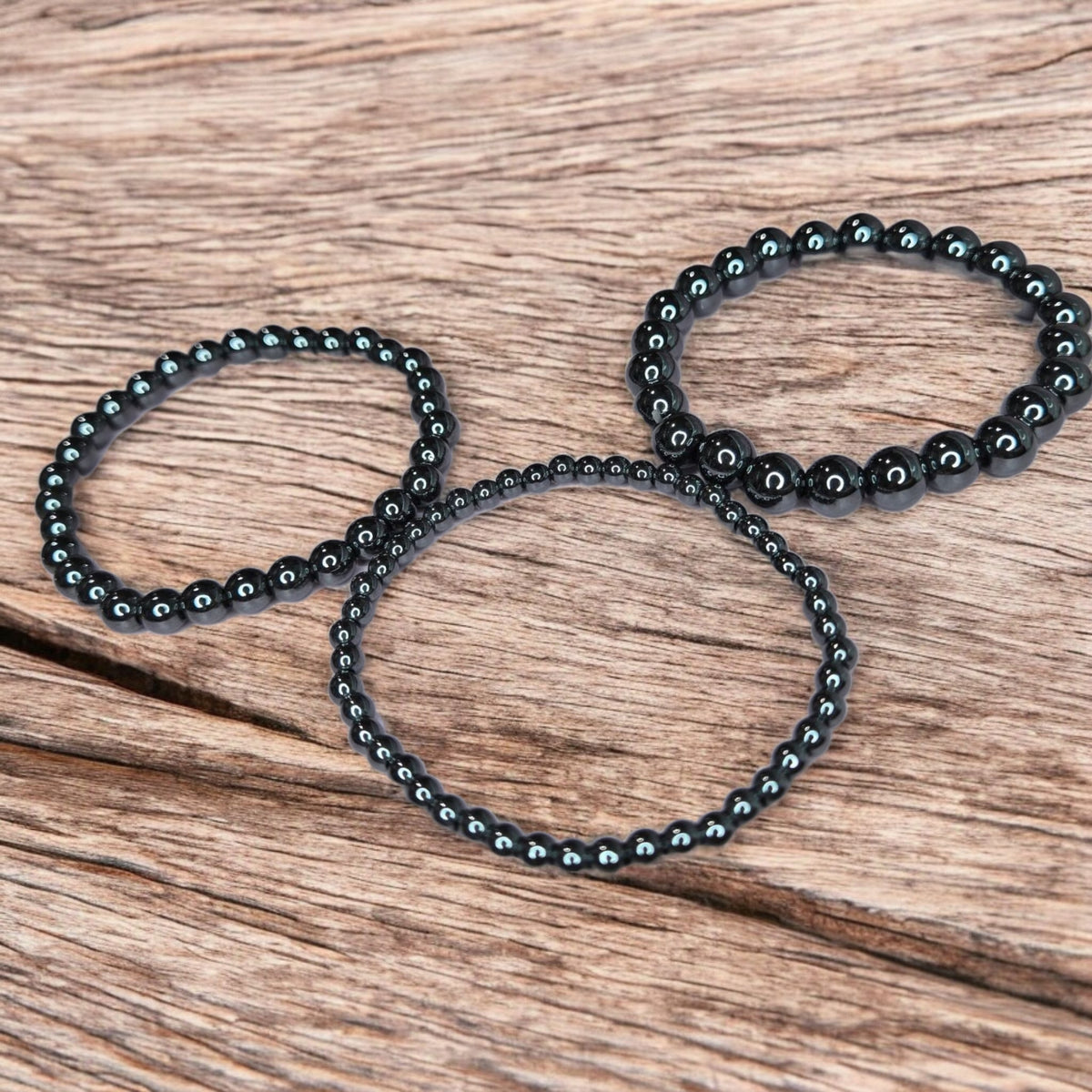 Hematite Stretch Circular Different Size Bracelets