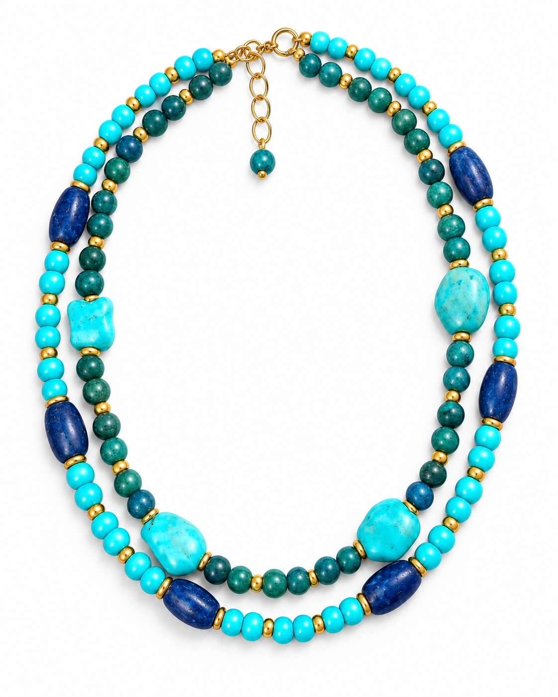 Layered Turquoise & Lapis Lazuli Gemstone Necklace