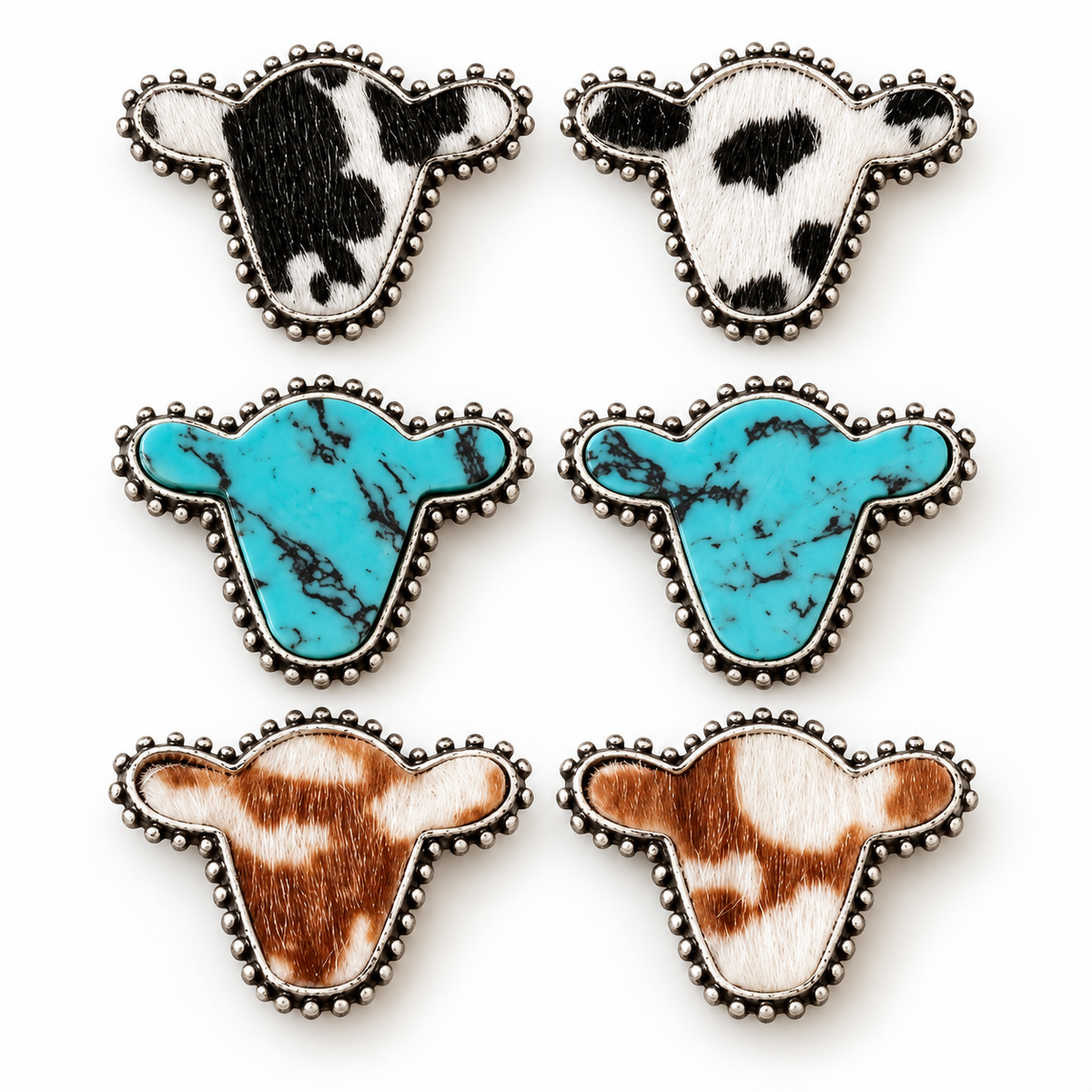 Three of a Kind Cow Head Stud Set