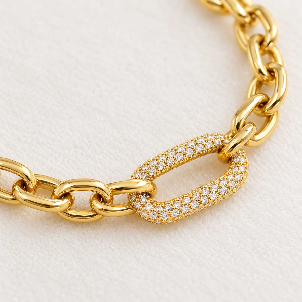 Golden Pavé Lock Chain Necklace