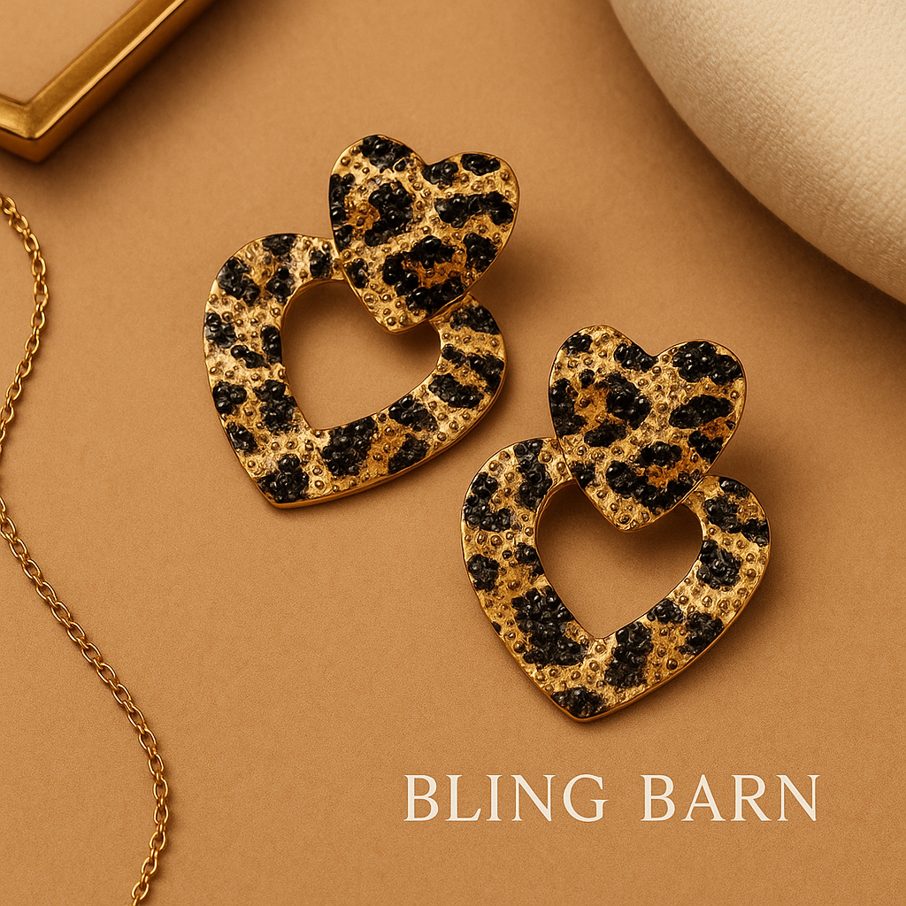 Wild Heart Leopard Drop Earrings