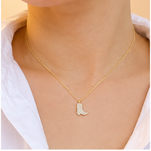 Golden Glam Cowgirl Boot Necklace