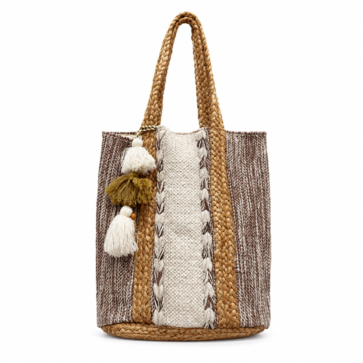 Saddle & Sand Woven Tote | Braided Handle Carryall