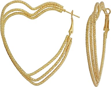 Golden Drift Chain Heart Hoops