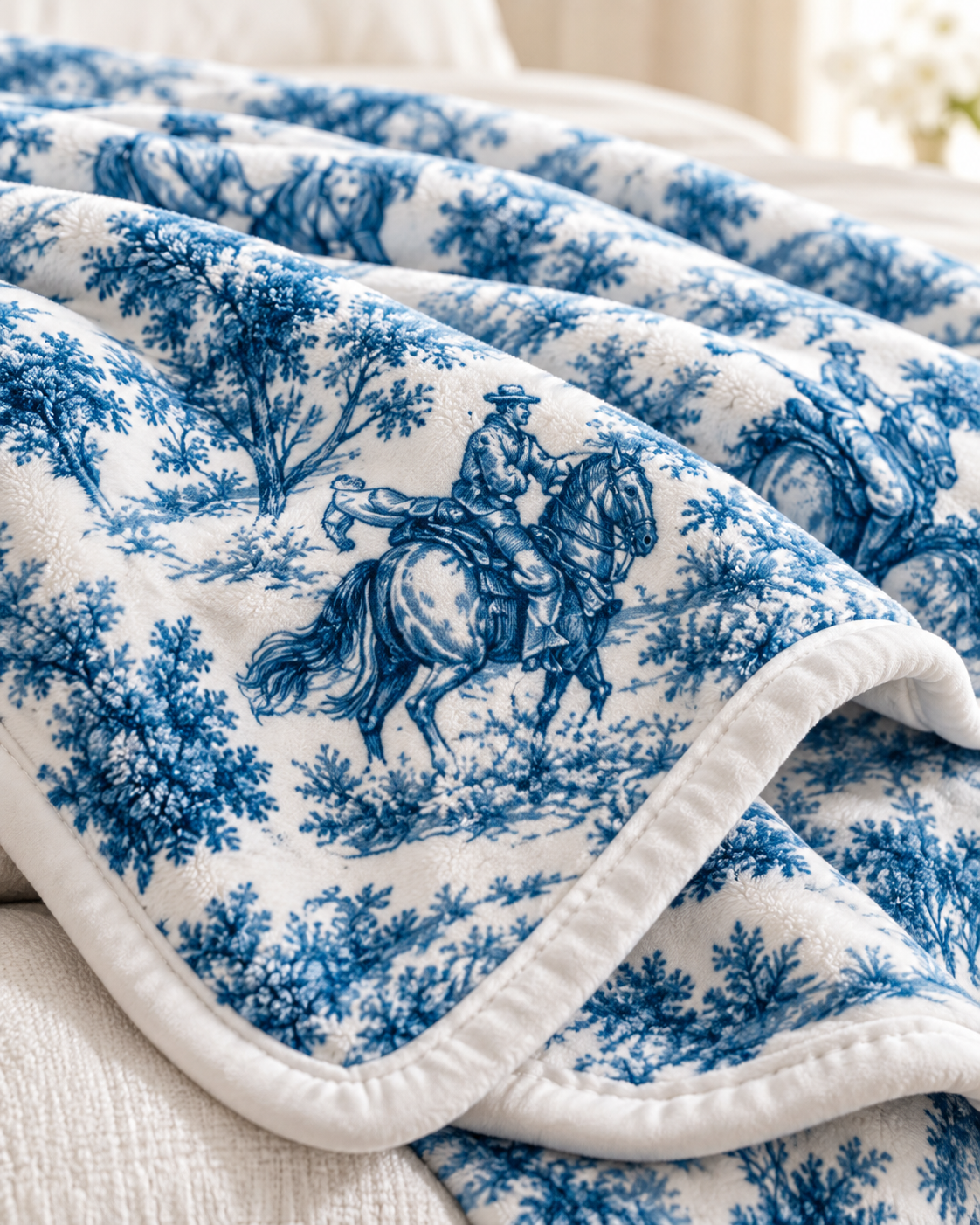 Blue Range Cowboy Toile Plush Blanket