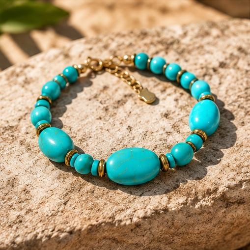 Turquoise & Gold Accent Necklace and Bracelet Set