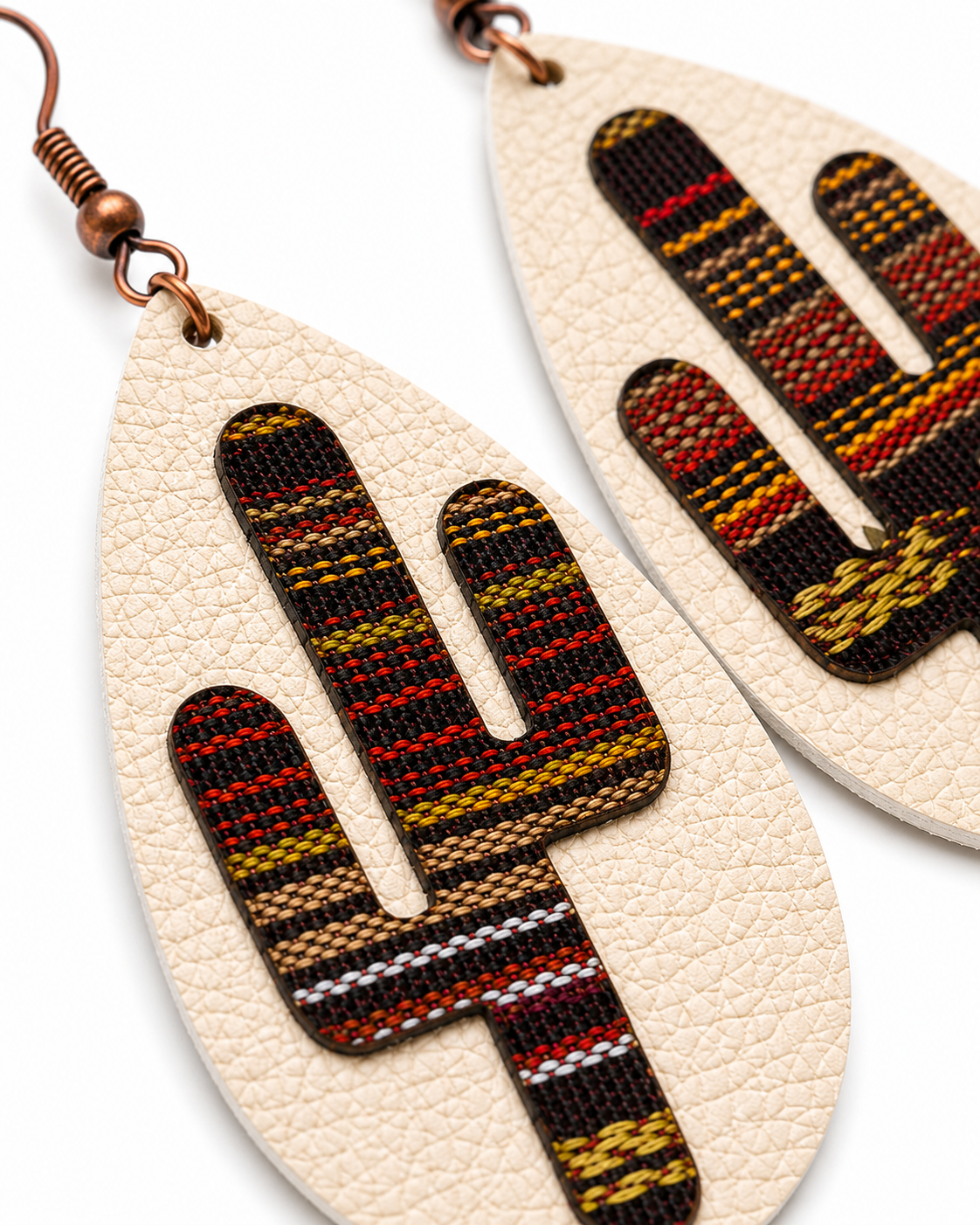 Desert Trail Cactus Leather Earrings
