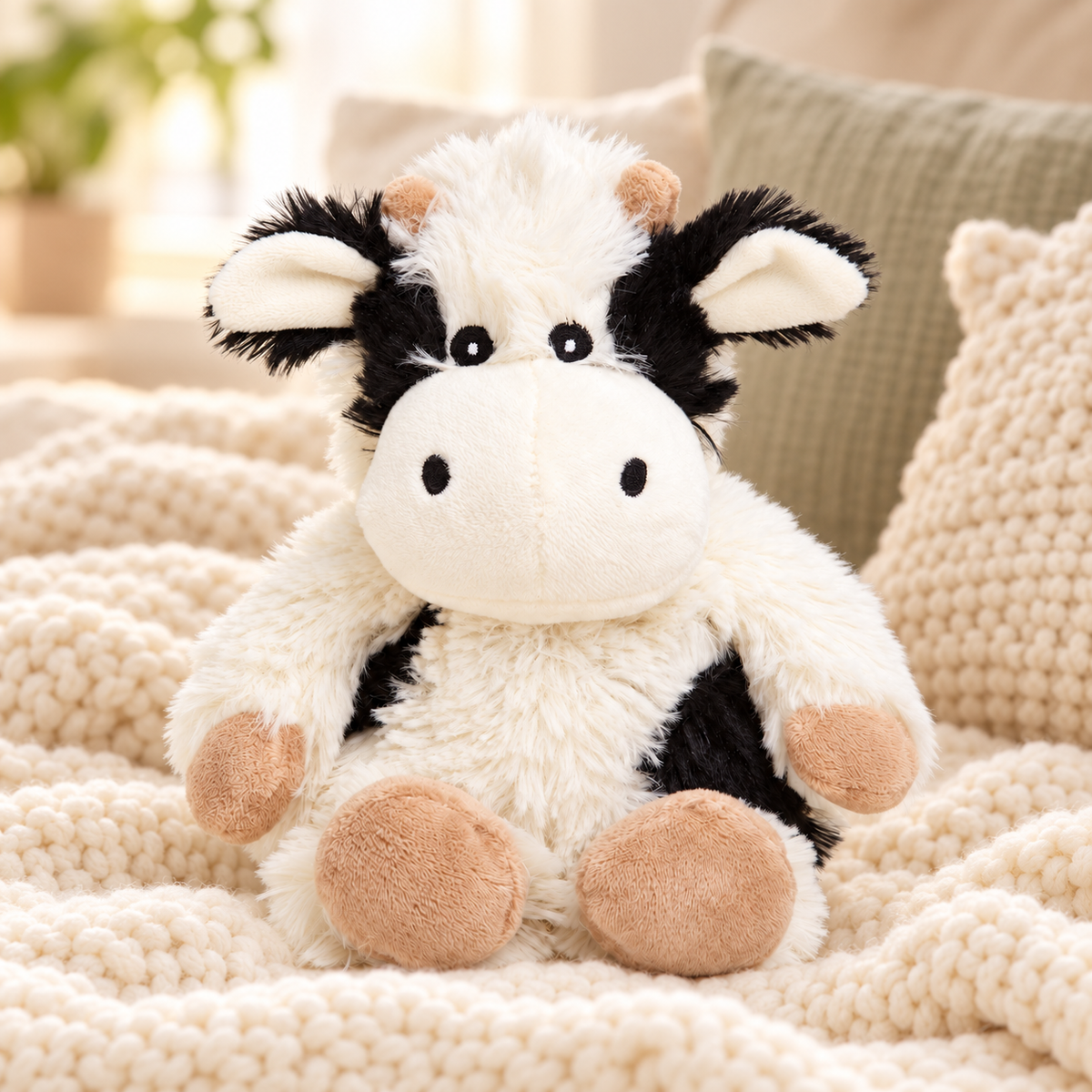 Warmies® Junior Black & White Cow | 9" Microwavable Lavender Plush