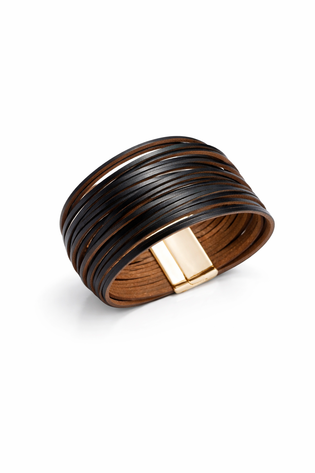 Midnight Mesa Layered Vegan Leather Cuff Bracelet