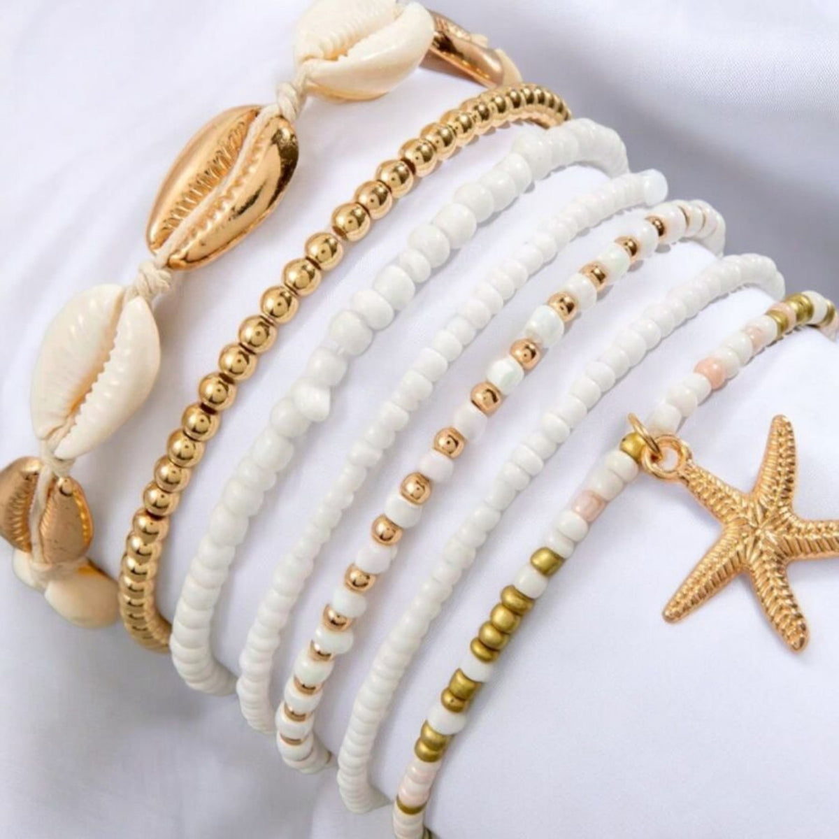 Sandy Waves Coastal Vibes Stretch Bracelet Stack - The Bling Barn western fashion jewelry