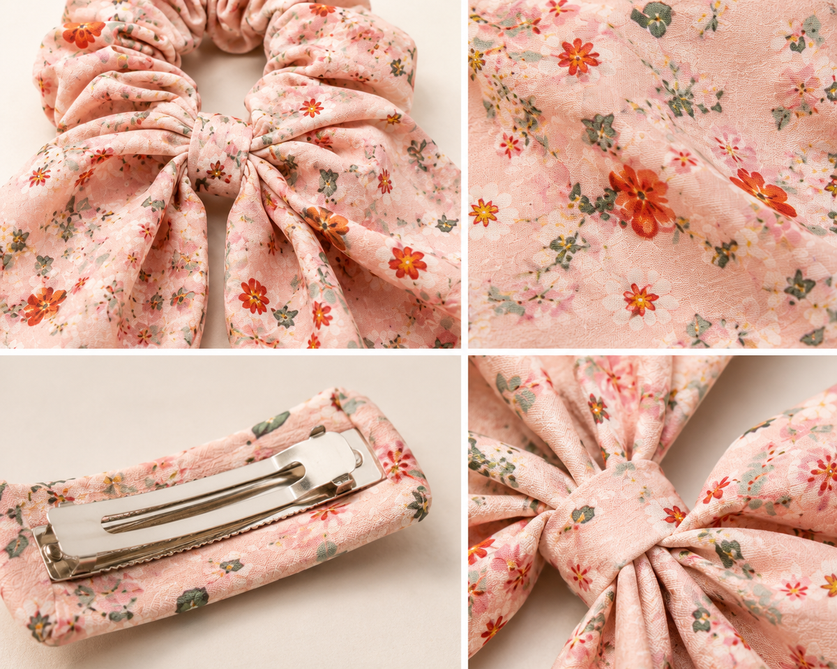 Wildflower Bow Scrunchie & Barrette Set