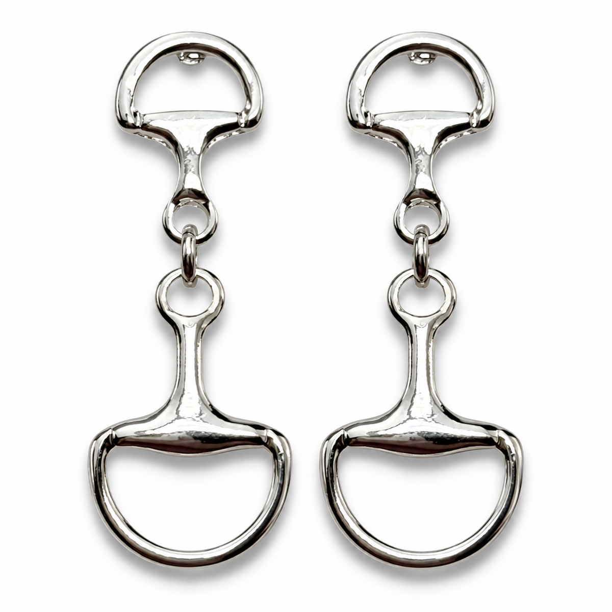 Double Snaffle Equestrian Dangle Earrings