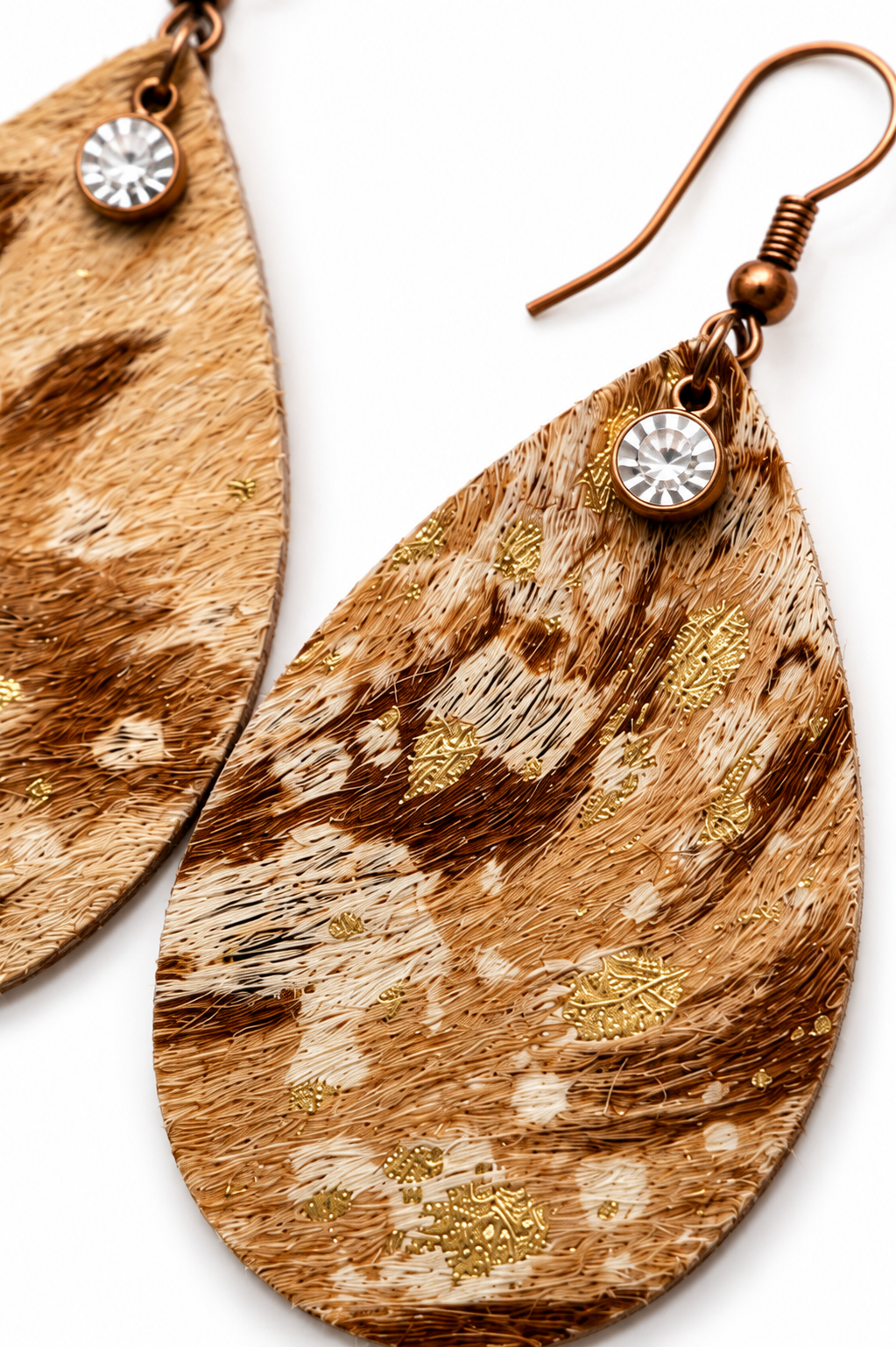 Golden Prairie Hide Teardrop Earrings
