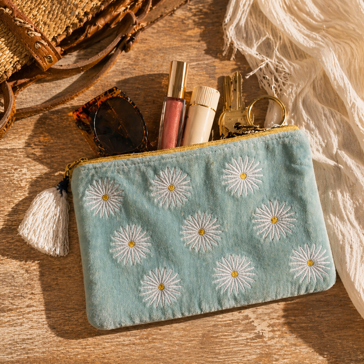 Velvet Daisy Coastal Pouch