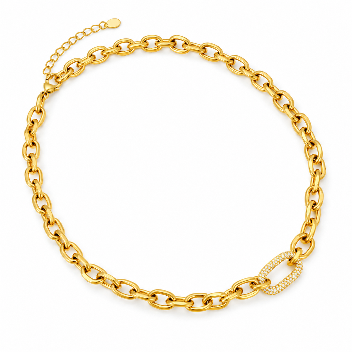 Golden Pavé Lock Chain Necklace