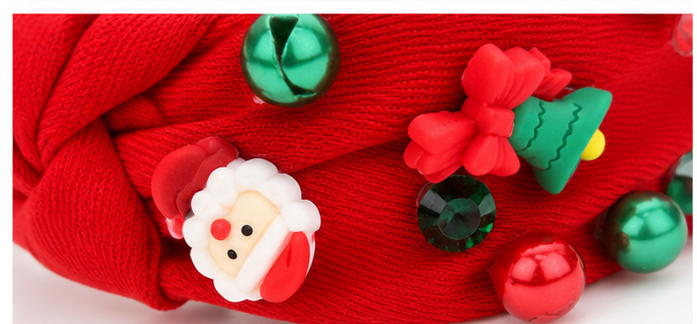 Merry & Bright Christmas Charm Knotted Headband | Red & Green