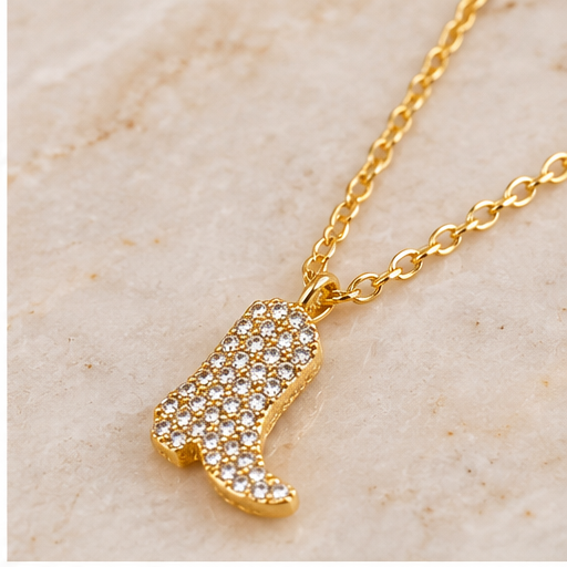 Golden Glam Cowgirl Boot Necklace