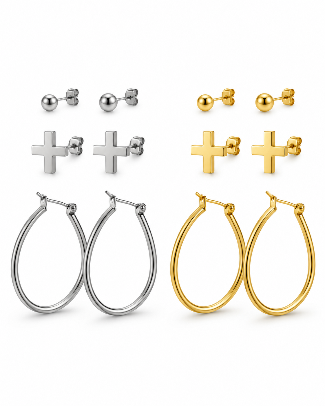 Everyday Edge Stainless Steel 3-Pair Earring Set