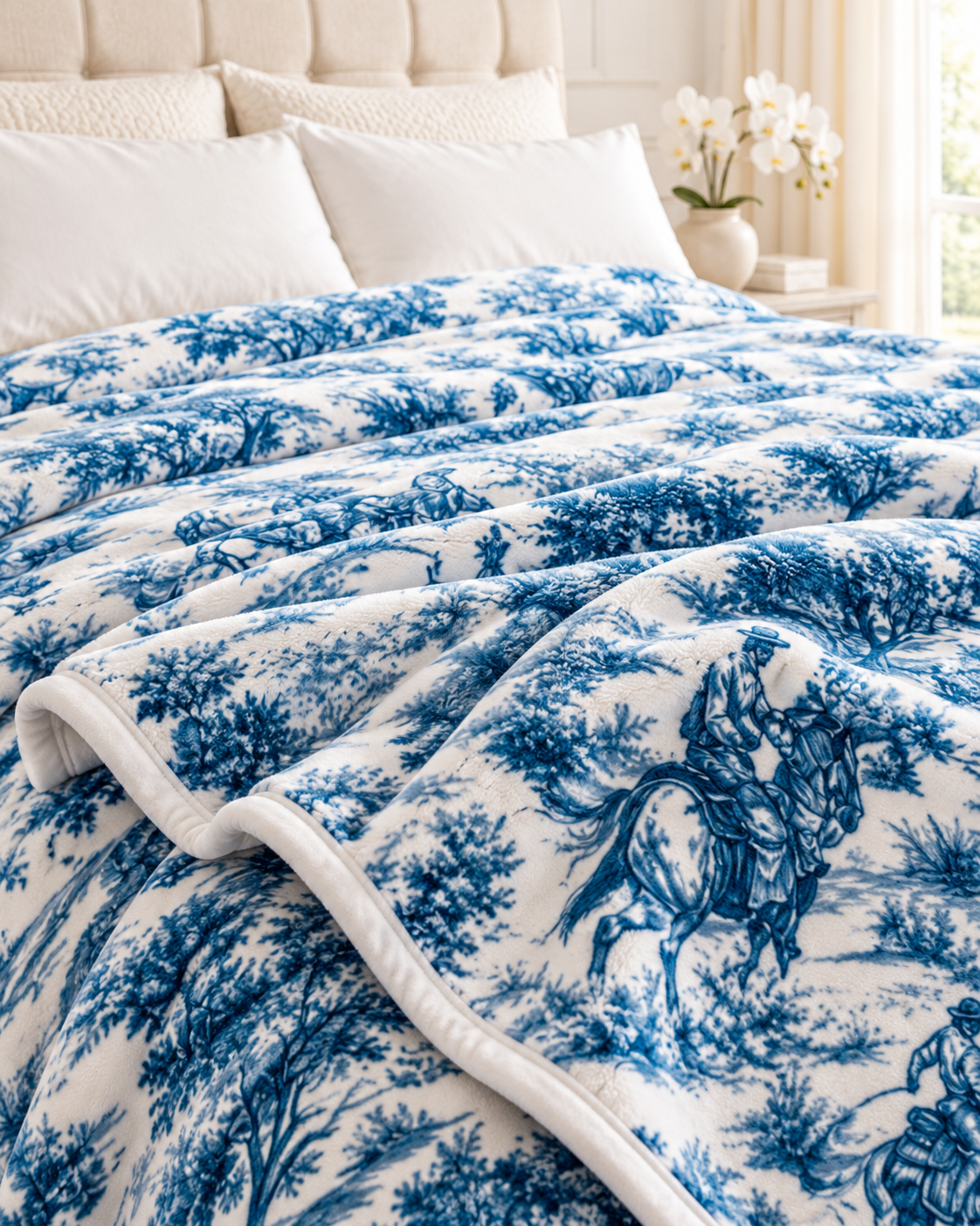 Blue Range Cowboy Toile Plush Blanket