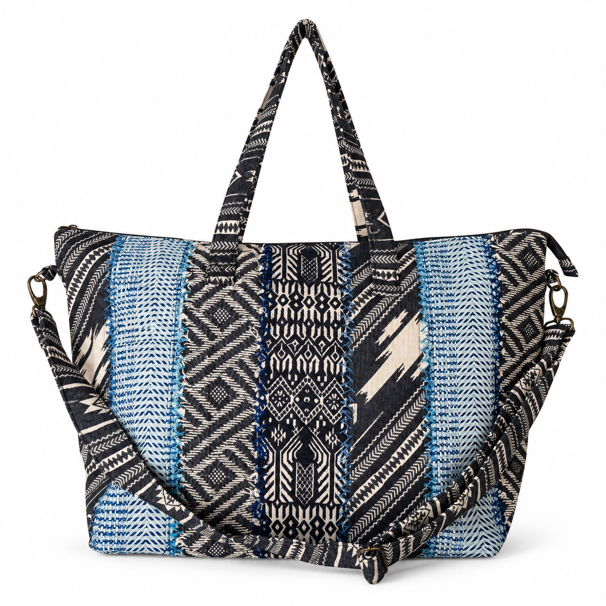 Indigo Trail Traveler Tote | Zippered Cotton Carryall