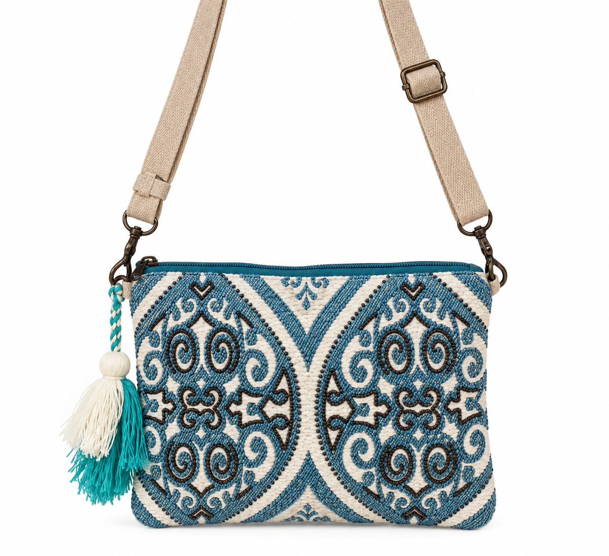 Blue Mesa Scroll Crossbody | Cotton Shoulder Bag