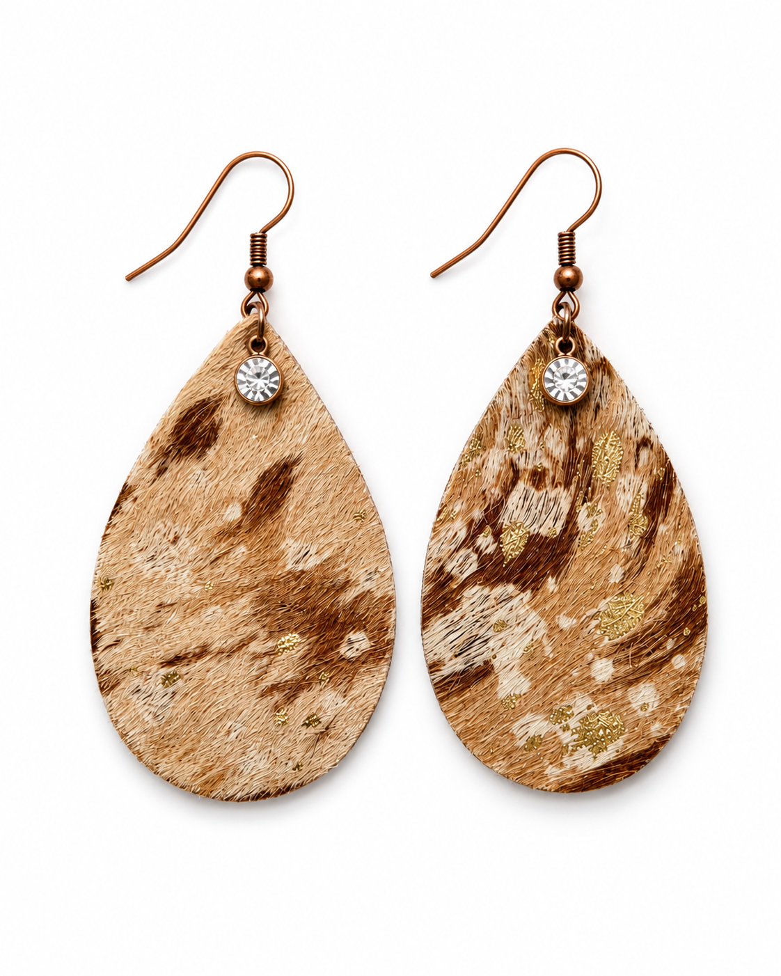 Golden Prairie Hide Teardrop Earrings