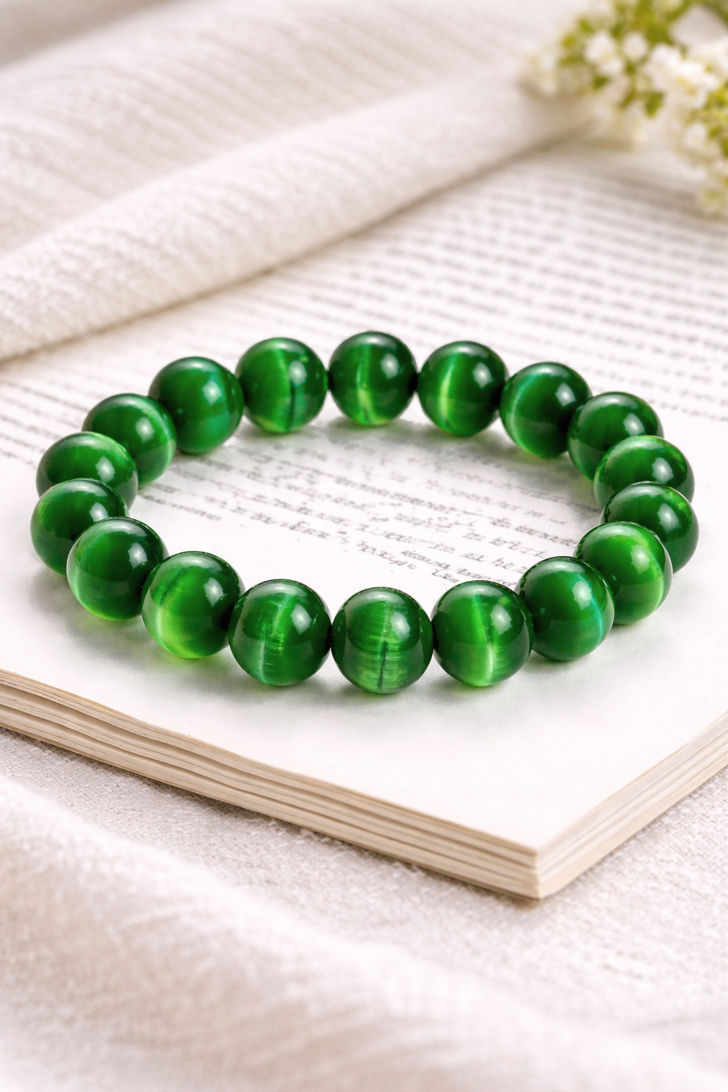 Green Goddess Glow 10mm Beaded Bracelet