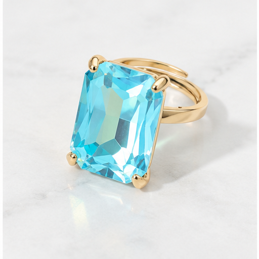 Emerald Radiance Adjustable Crystal Statement Ring